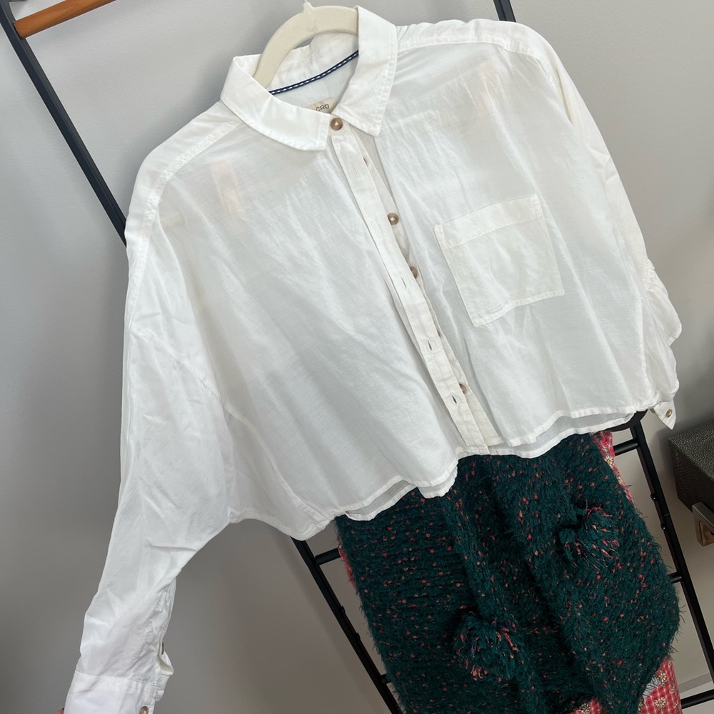 Pilcro Cream Button-Down Women's Shirt